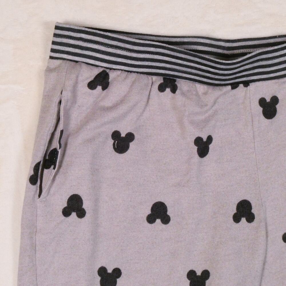 Disney Grey Black Mickey Mouse Pajamas Size L 2 Pc Set Soft Long Sleeve & Pants - Picture 4 of 12